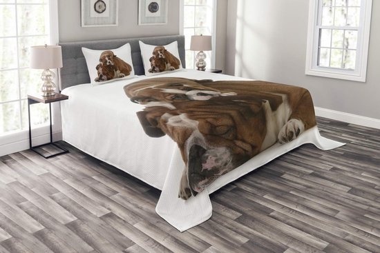 ABAKUHAUS Bouledogue Anglais Parure – 220x220 cm – 3 pièces – Imprimé recto