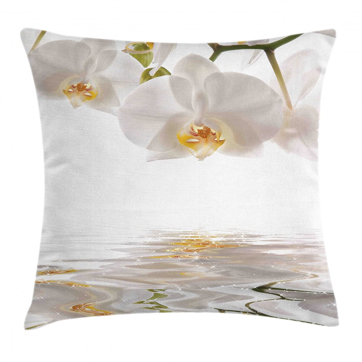 ABAKUHAUS Kussenhoes Bloem – 40x40 cm – Tweezijdig bedrukt, rits Wit