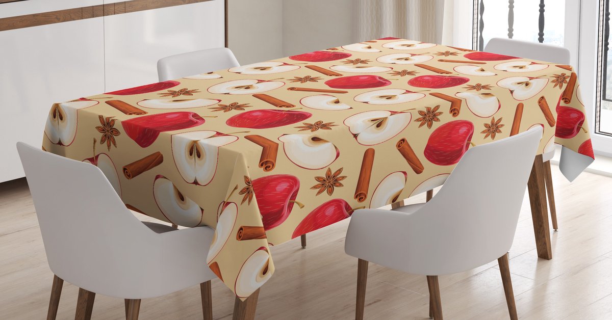 ABAKUHAUS Tafelkleed – 140 x 200 cm – Beige kaneelrood – Wasbaar, binnen/buiten