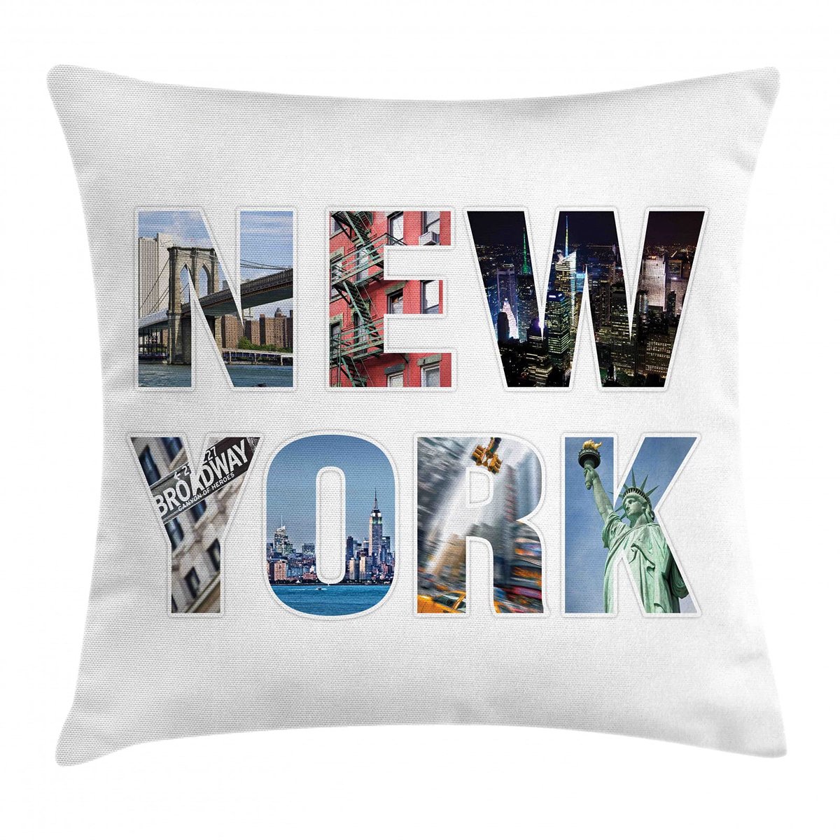 ABAKUHAUS New York Kussenhoes – NYC Letters – Dubbelzijdig 60x60 cm Wit
