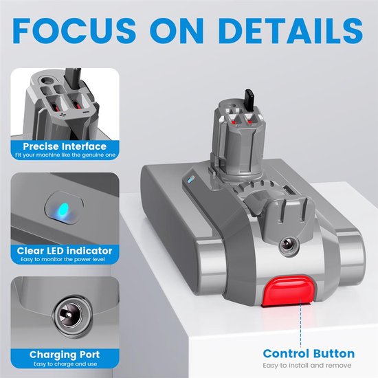 Batterie Compatible (fixation par clic) pour Dyson V11 / V15 / SV15 / SV16 / SV22 - 25.2V / 3900mAh Batterie Li-ion