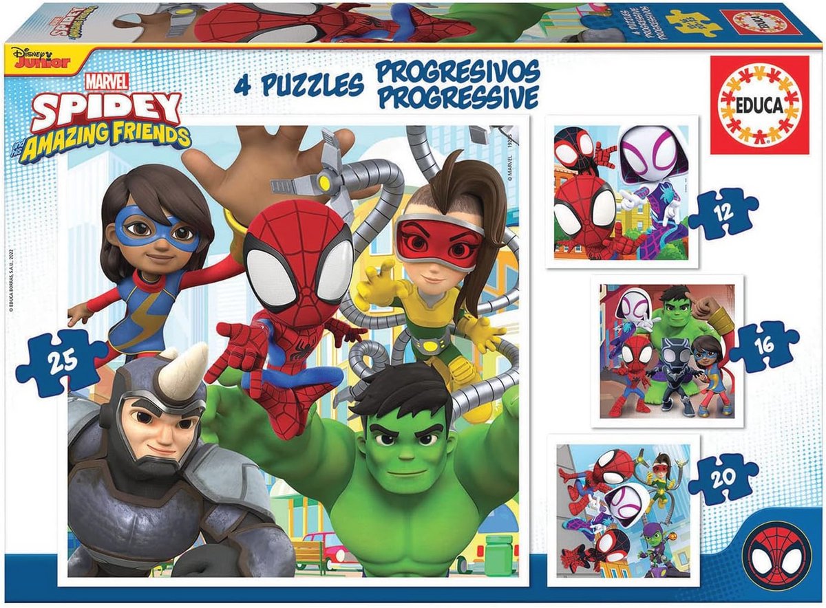 Progressieve Puzzels voor Kinderen Met Verschillende Moeilijkheidsgraden - 12, 16, 20 en 25 Stukjes