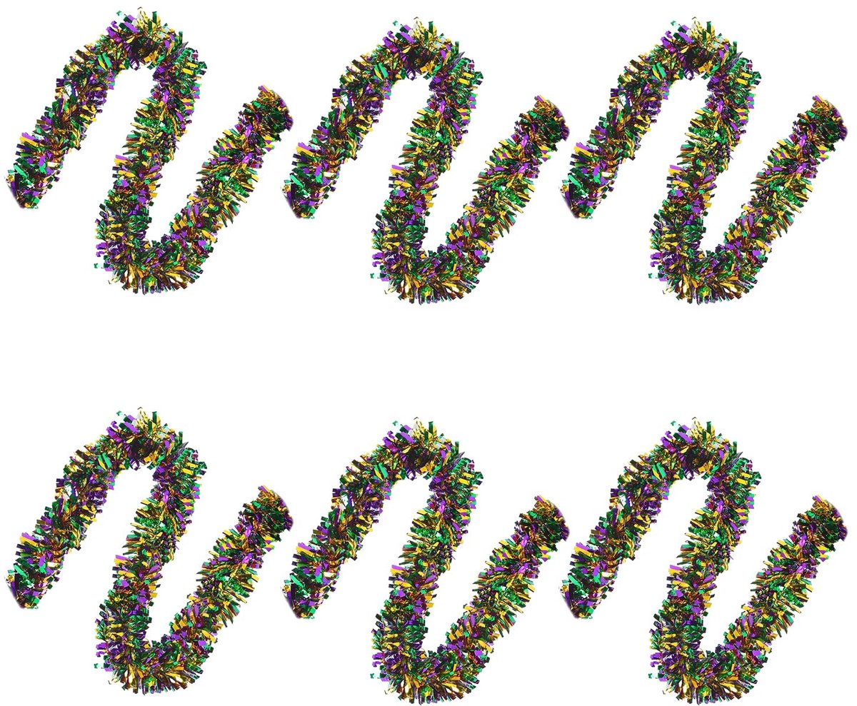 Mardi Gras Klatergoud Slinger ontvangen Klatergoud Ornament 2 m Paars Groen Goud Metallic Streamers voor Mardi Gras Carnaval Feestbenodigdheden (6)