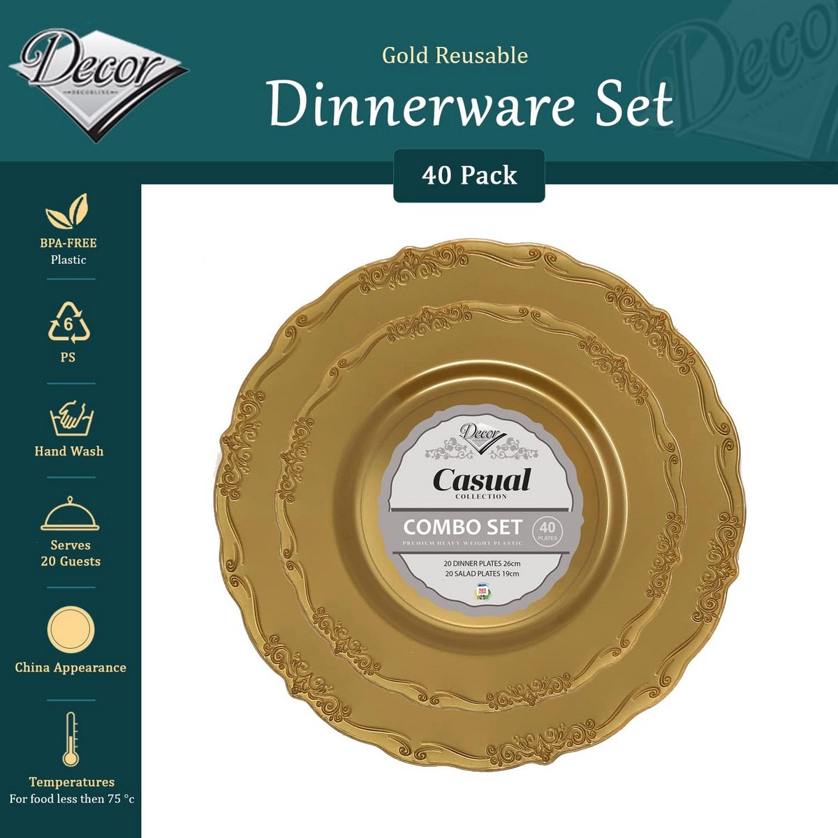 Elegante 40-delige Witte Bordenset - Herbruikbaar Servies met Vintage Chinese Look