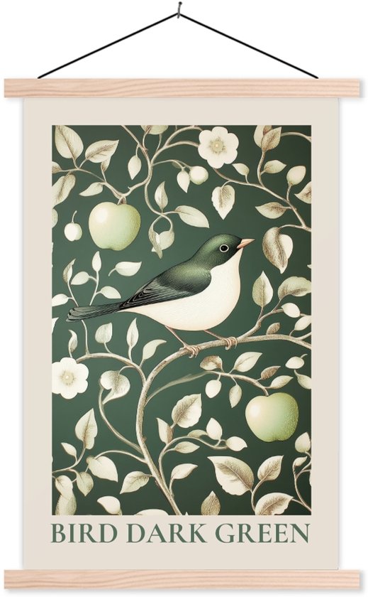 Accroche-affiche incl. Affiche 40x60 cm - Affiche scolaire - Vert - Vogel - Bloem - Affiche textile - Lattes blanches