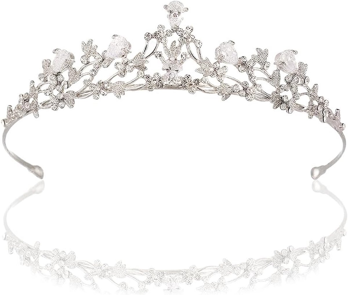 Prachtige Kristallen Tiara Kroon met Strass voor Bruiloft en Verjaardag