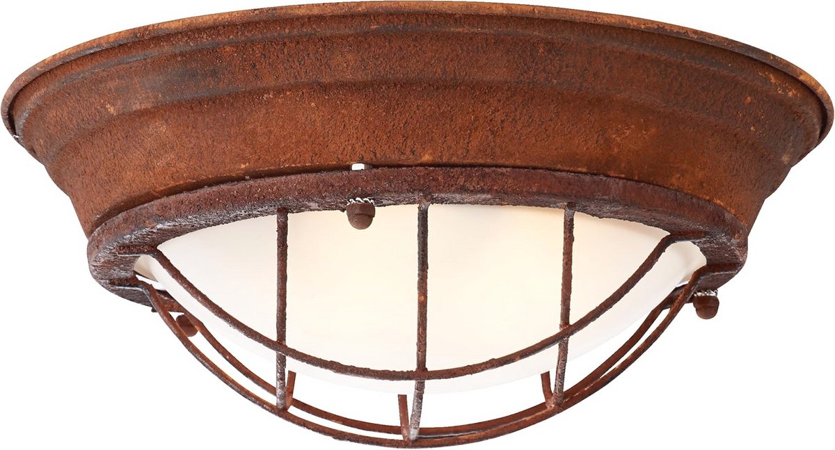Industriële Vintage Wand- en Plafondlamp 15 cm Hoog en Ø 34 cm - Dimbaar met Glazen Kap