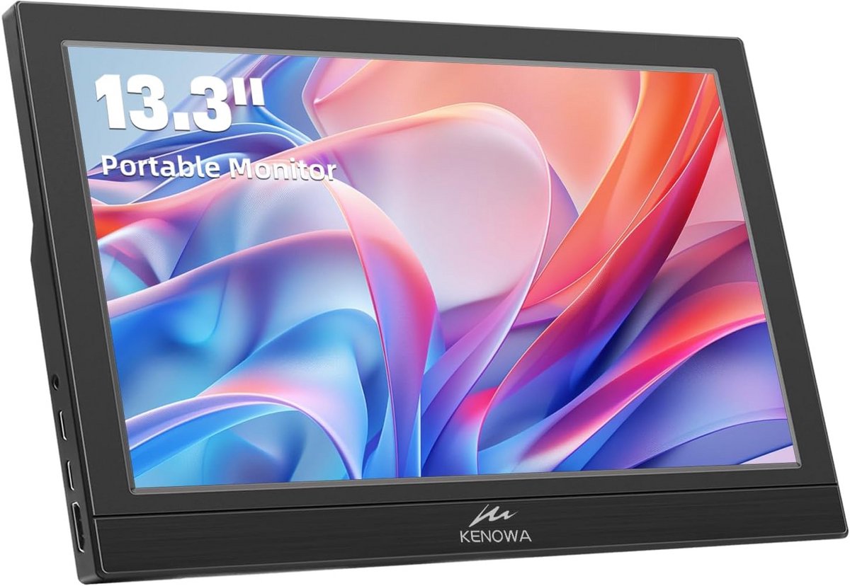 Draagbare 13,3 inch USB-C monitor met Dual Type-C/HDMI - FHD 1920 x 1080 externe IPS-scherm voor laptops, computers en consoles