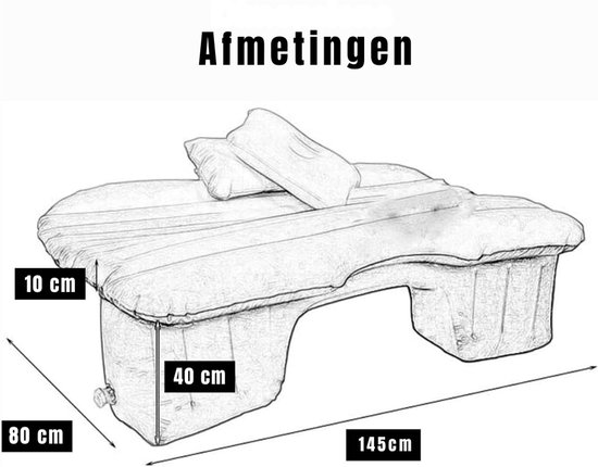 RVV® Auto Matras - Auto Luchtbed - Opblaasbed Auto - 145 x 80 x 50 - met V12 Pomp van Merkloos — afbeelding 4