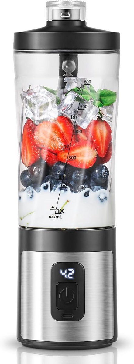 Draagbare Mini Mixer Rood - Ideaal voor Milkshakes, Smoothies en Eiwitshakes