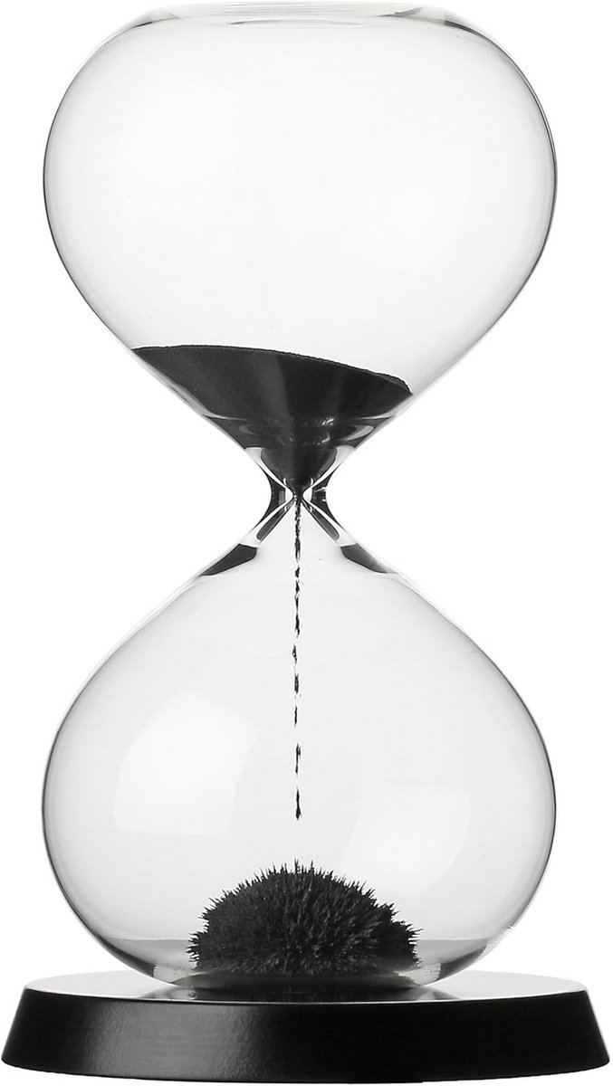Zandloper - Tijdmeting Zandklok - Tijd bijhouden - Strak Design - 23 cm Hoog - Zwart