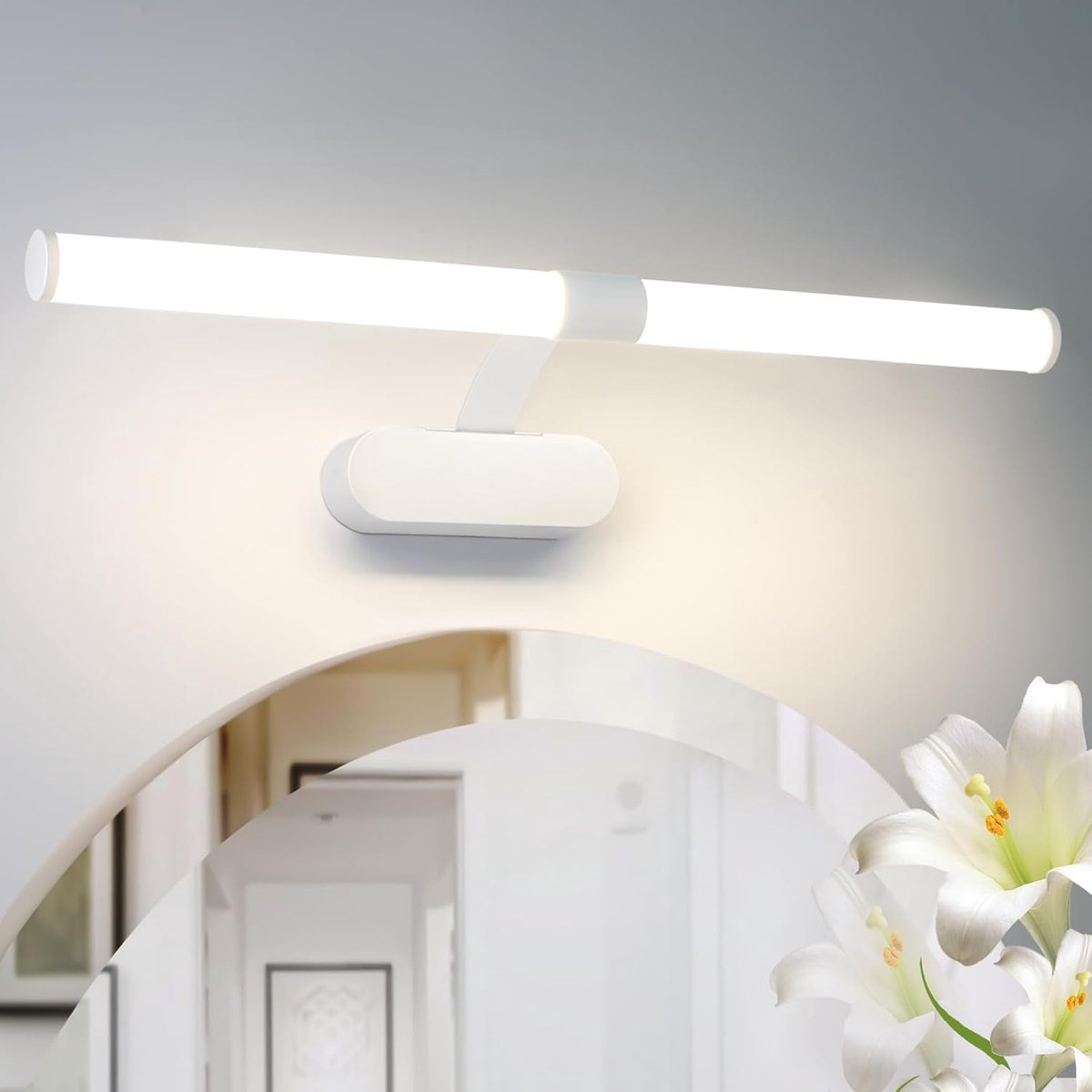 Glitzerlife LED Spiegellamp Bad - Wandlamp IP44 Waterbestendig - Neutraal Wit Licht - 60 cm - Zwart - Modern - Acryl & Metaal Badkamerverlichting Wit 60cm