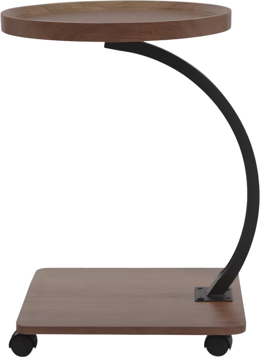 Happiq Bijzettafel- Voor Woonkamer / Sofa - C-vormige - Metaal / Hout