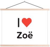 Porte-affiche avec Poster - Affiche scolaire - I love - Zoë - Fille - 60x45 cm - Lattes vierges