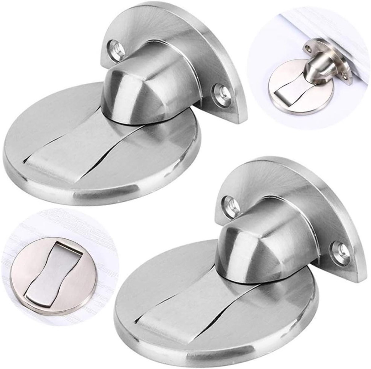 VVGoods - Magnetische Deurstopper Set van 2 stuks voor Huis en Kantoor met Verstelbare Sterke Magnetische Werking - Ideaal Voor Slaapkamer, Badkamer en Hotel - Zilverkleurig