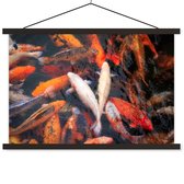 étang avec carpe koi d'en haut plaque d'école lattes plates noir 120x80 cm - Tirage photo sur poster textielposter (décoration murale salon / chambre)