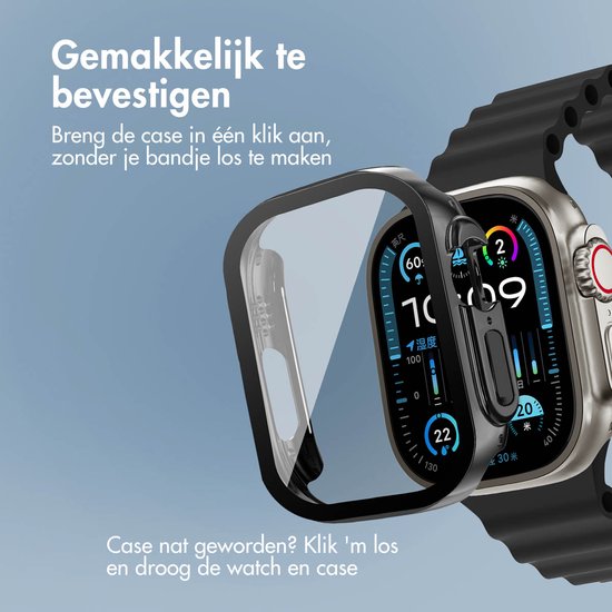 Screen protector - Geschikt voor Apple Watch Ultra / Ultra 2 / Ultra 3 - 49 mm - Full Cover Hard Case / Beschermend Hoesje - Zwart