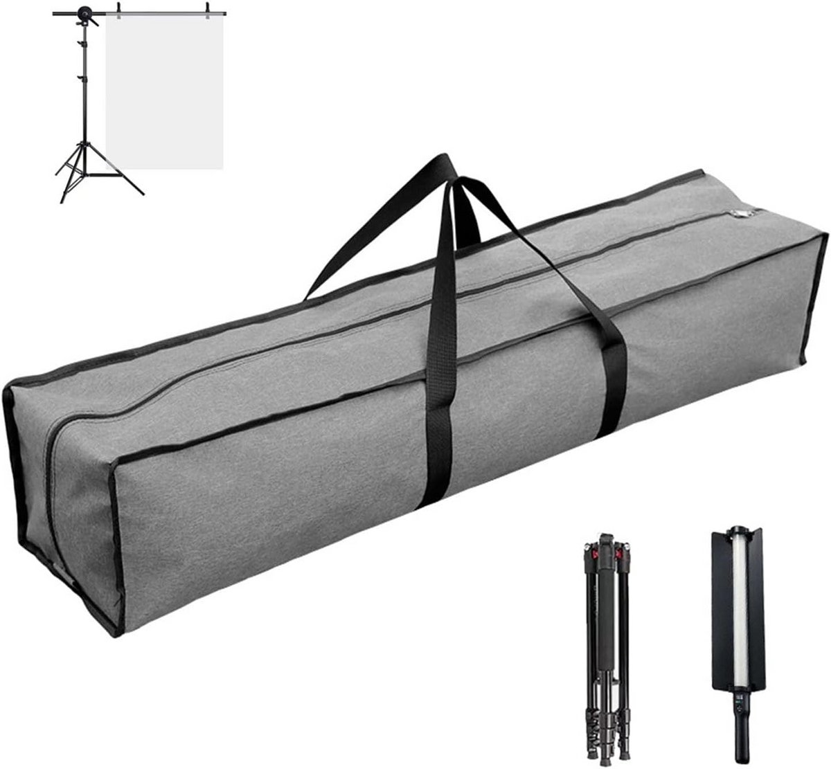 Fotostandaard Tas 150 cm - Draagtas voor Statief, Microfoonstandaard en Tentstokken - Grijs