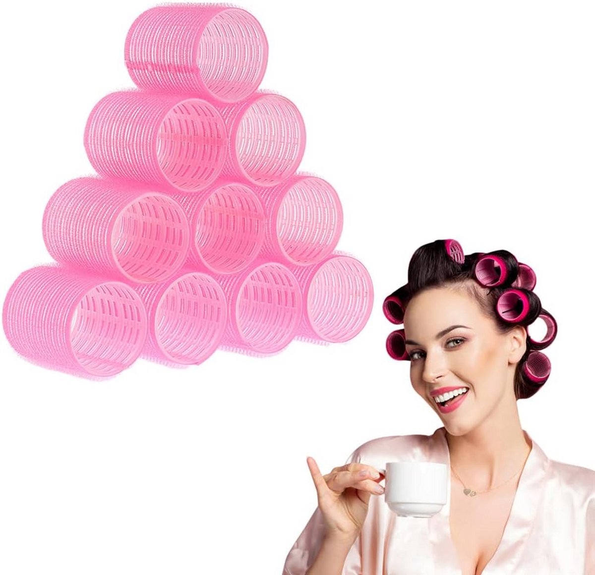 Set van 10 Zelfklevende Haarrollers - Voor Volume en Natuurlijke Krullen