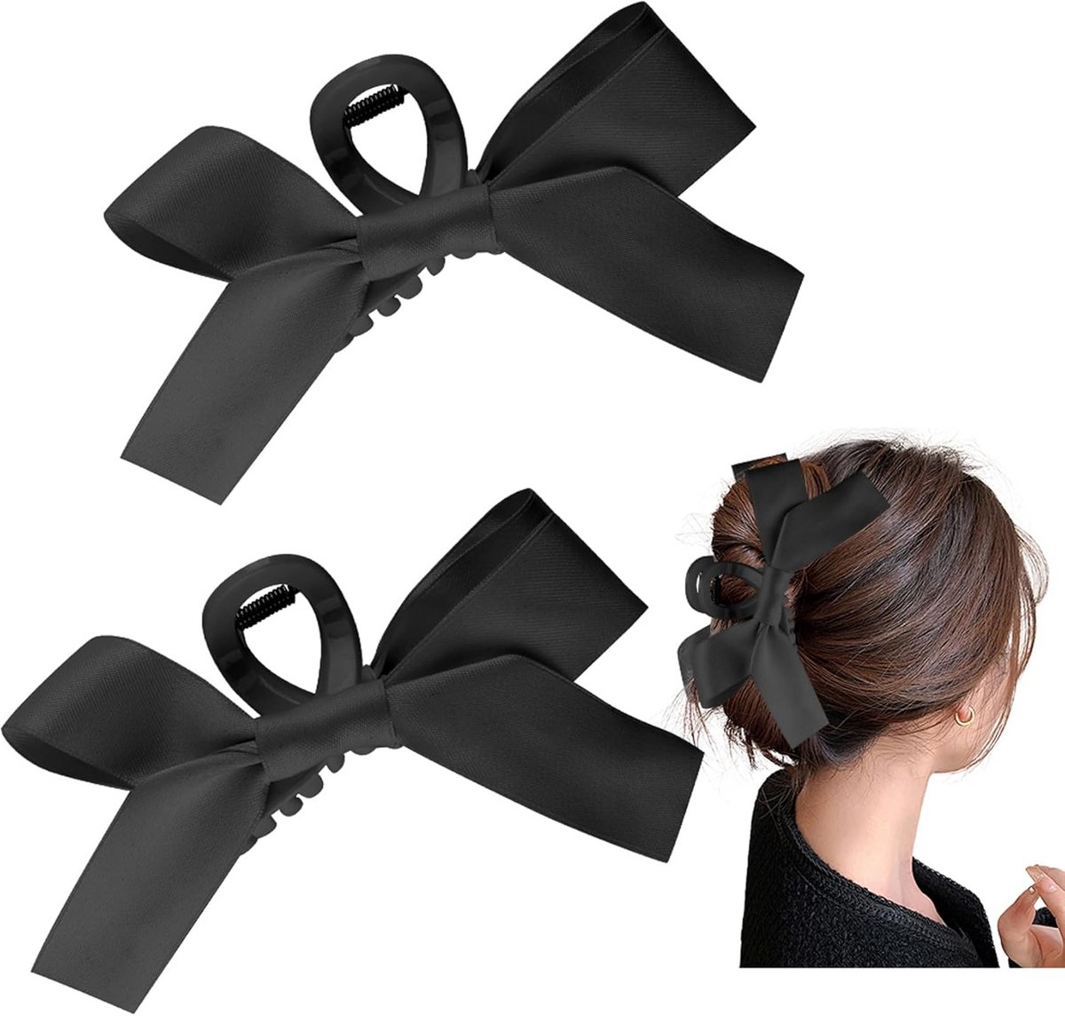 Grote Strik Haarclips Set van 2 - Elegante Klemmen voor Dames Haar