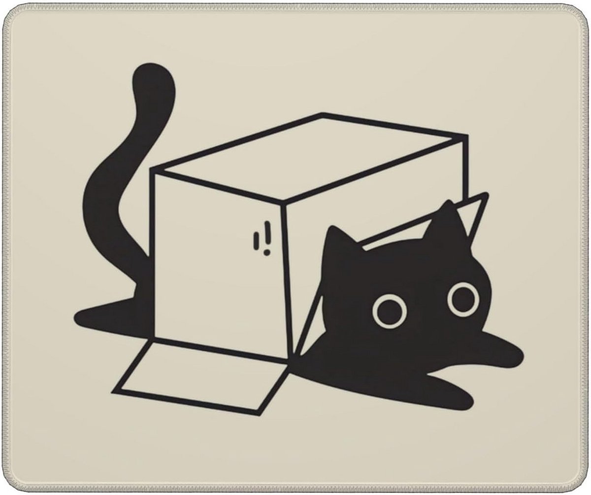 Grappige Zwarte Kat Muismat Vierkant - Antislip Bureau Accessoire voor Laptop & Computer