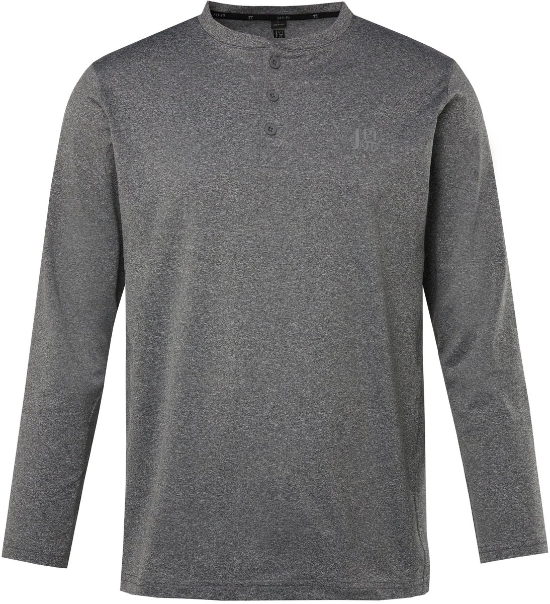 JAY-PI - Heren - Functionele Henley FLEXNAMIC® trekking lange mouwen - Grijs melange - Maat XL