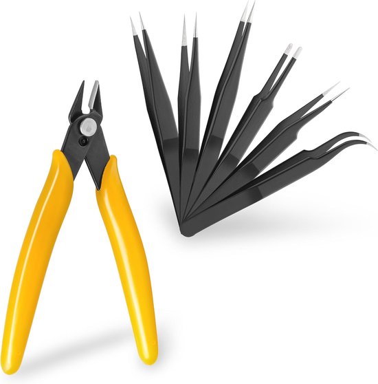 Foto: Precisiepincetten set 6 delige gereedschapsset voor modelbouw elektronica en cosmetica