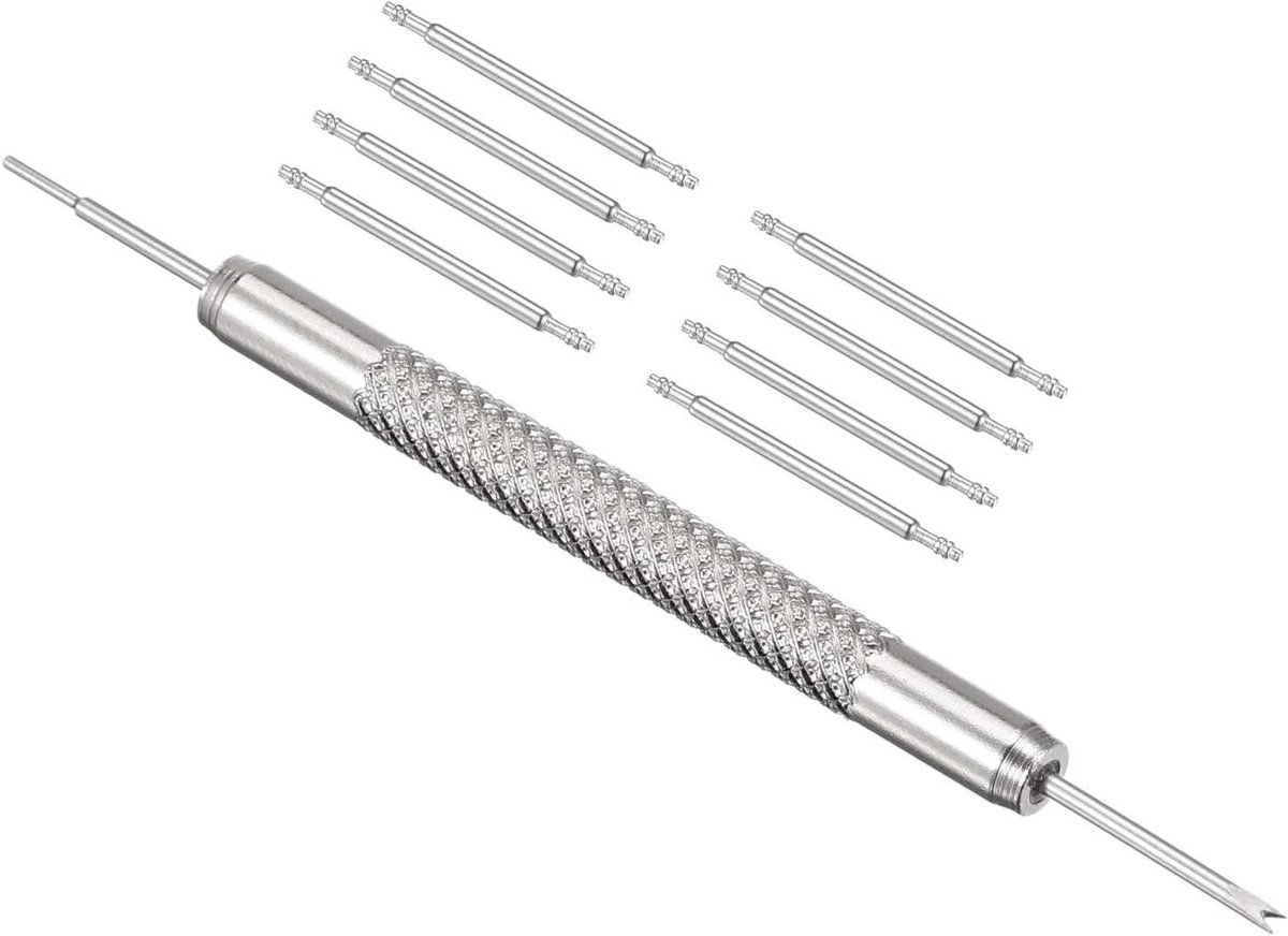 All4You - Veerbar horlogeband pin vervangingsset 19 mm - 1,5 mm diameter - 8 stuks - inclusief removal tool