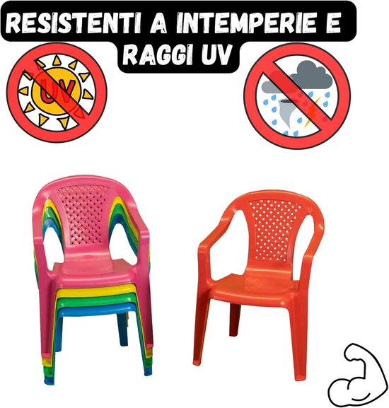 Stapelbare Kinderstoelen met Armleuningen - 4-Delige Set Kunststof — afbeelding 4