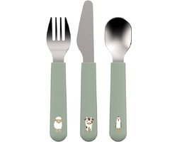 Couverts enfant Mepal Mio - 3 pièces, fourchette, couteau et cuillère - Acier inoxydable - Vaisselle pour enfants - Little Farm