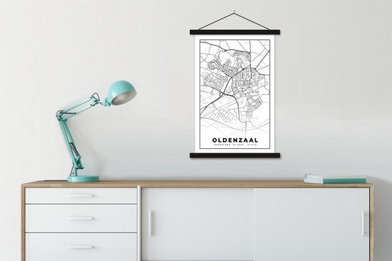 Affiche scolaire - Carte - Oldenzaal - Zwart - Wit - 60x90 cm - Lattes noires