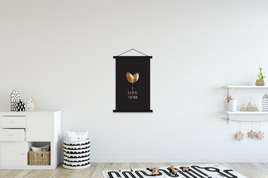 Porte-affiche avec affiche - Affiche scolaire - Citations - J'aime maman - Proverbes - Maman - 60x90 cm - Lattes noires