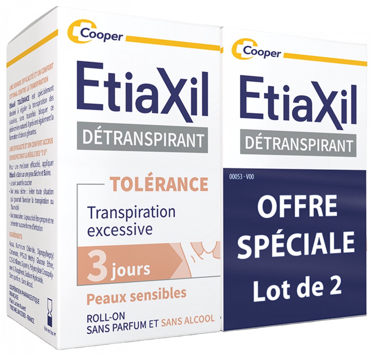 Etiaxil Détranspirant Tolérance Peaux Sensibles Roll-on Lot 2 x 15 ml
