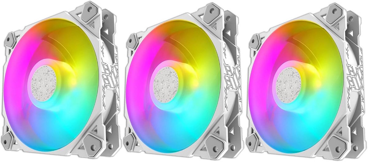 3-Pack 120mm PC Ventilator Wit met RGB LED Verlichting - Stille Desktop Koeling