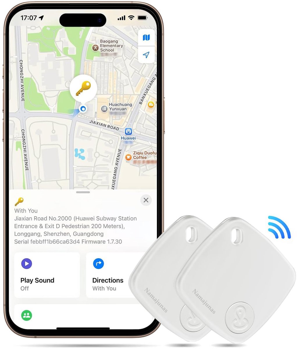 Namajunas - Bluetooth Tracker& KeyFinder - Sleutelvinder - GPS Tracker Geschikt Voor Apple iPhone 2 stuks - Werkt met Apple Find My - ocator voor sleutel, portemonnee, auto en huisdier