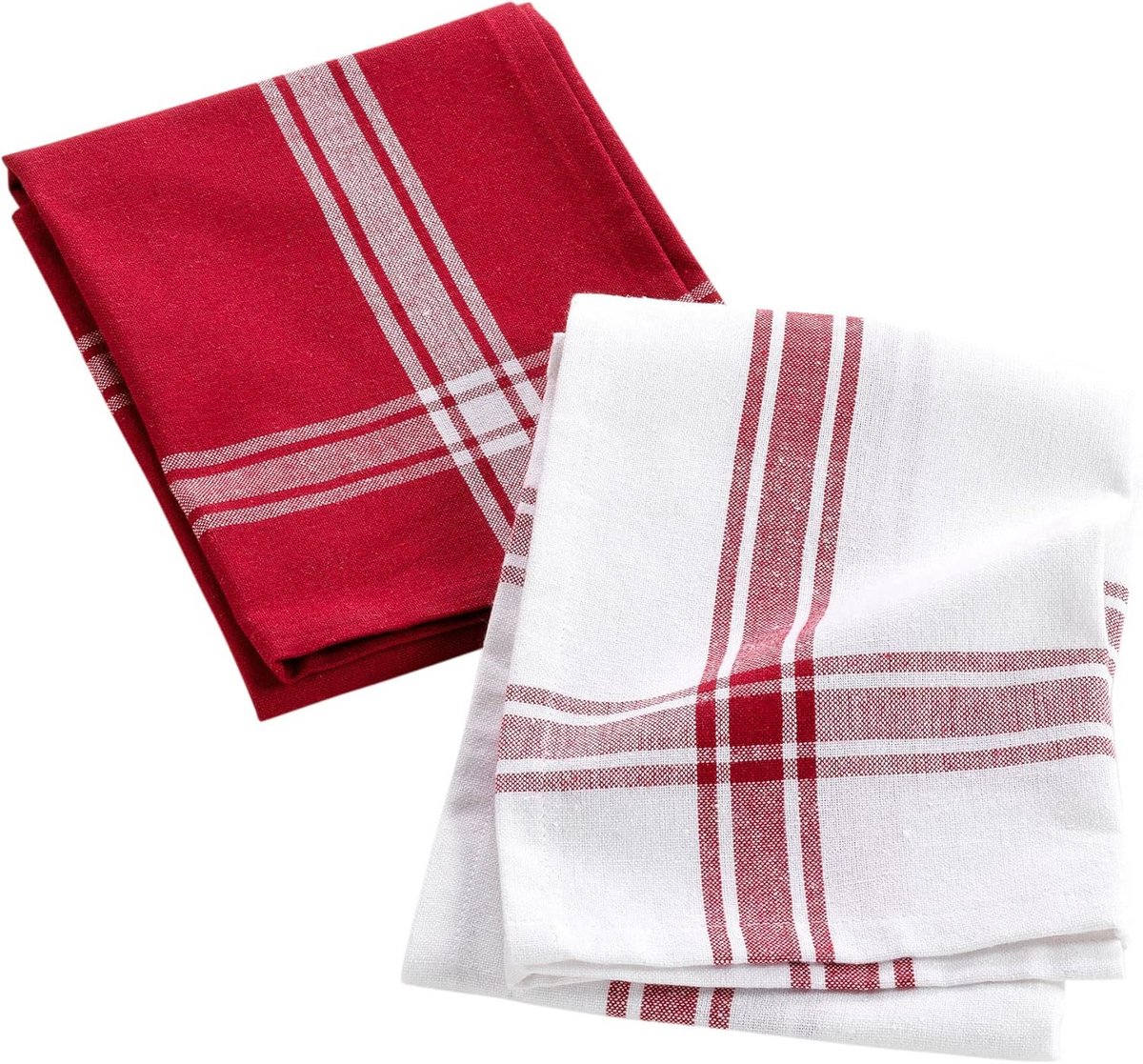 Theedoeken Set van 2, 50 x 70 cm, Bordeaux, Gerecycled Katoen, Geweven