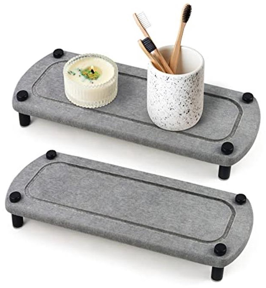 2 Stuks Gootsteen Organizer en Sneldrogende Houder voor Badkamer en Keuken