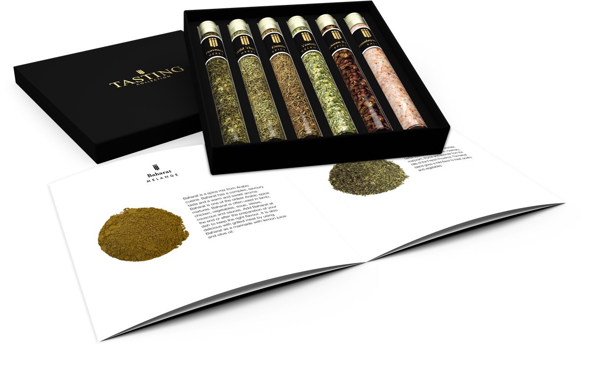 Kruiden & Specerijen Proeverij 6 tubes in Luxe Cadeau Box, Set 1