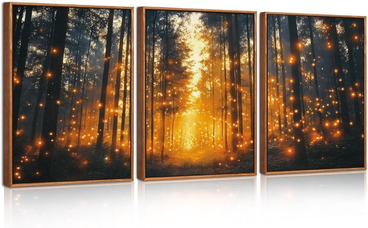 Unyqoos Abstracte Botanische Muurdecoratie Set voor Slaapkamer en Woonkamer vuurworm