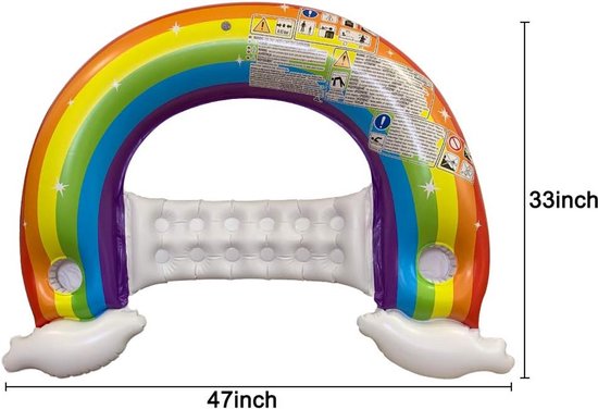 Opblaasbare Zwembad Float Regenboog met Bekerhouders voor Volwassenen en Kinderen — afbeelding 5