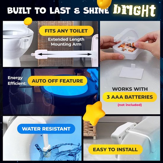 Wc-nachtlampje - uniek cool speeltje met bewegingssensor en meerkleurige LED's van ToiLight — afbeelding 4