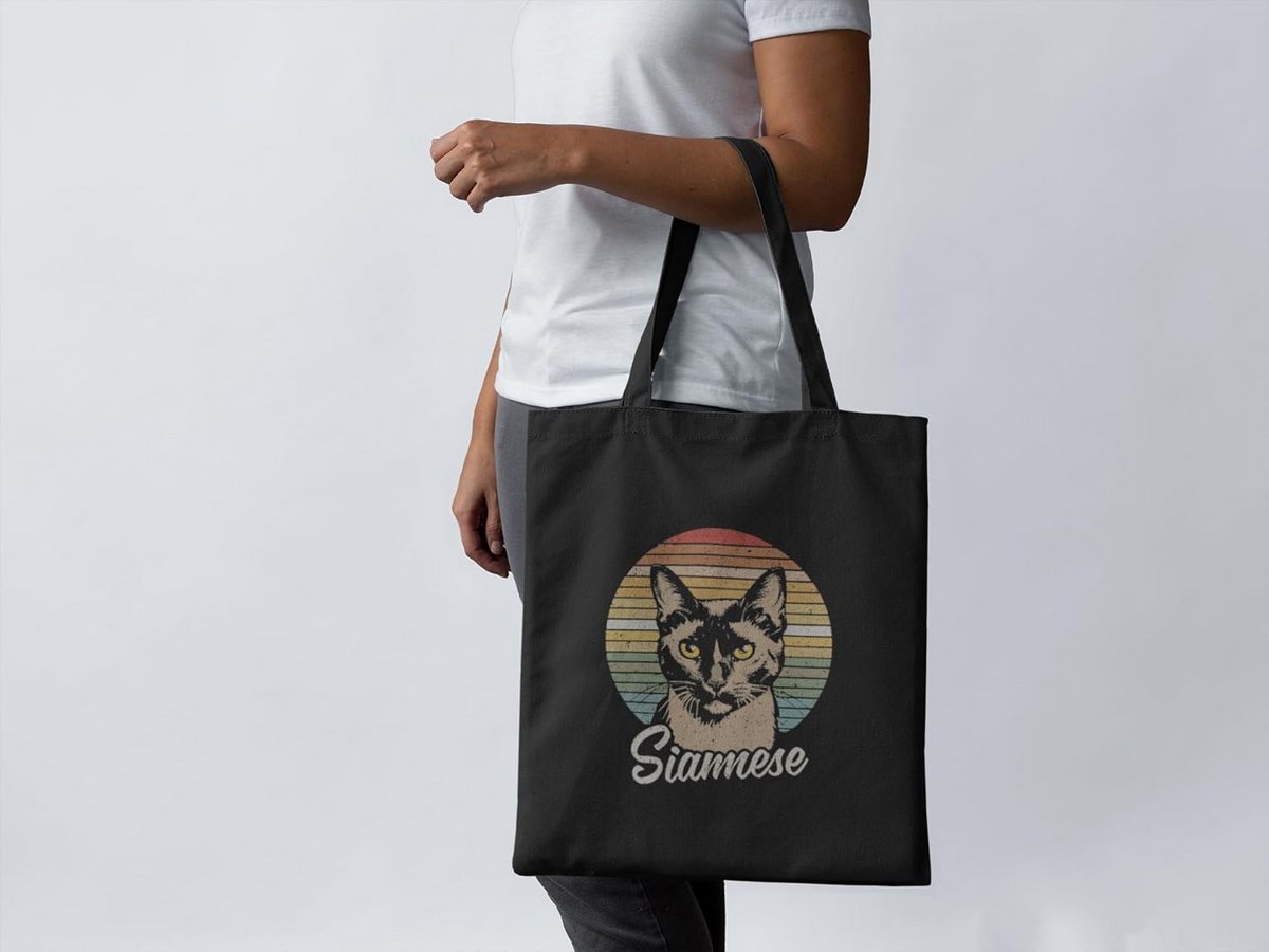 Biologische Katoenen Draagtas met Kattenprint - Fairtrade Schoudertas