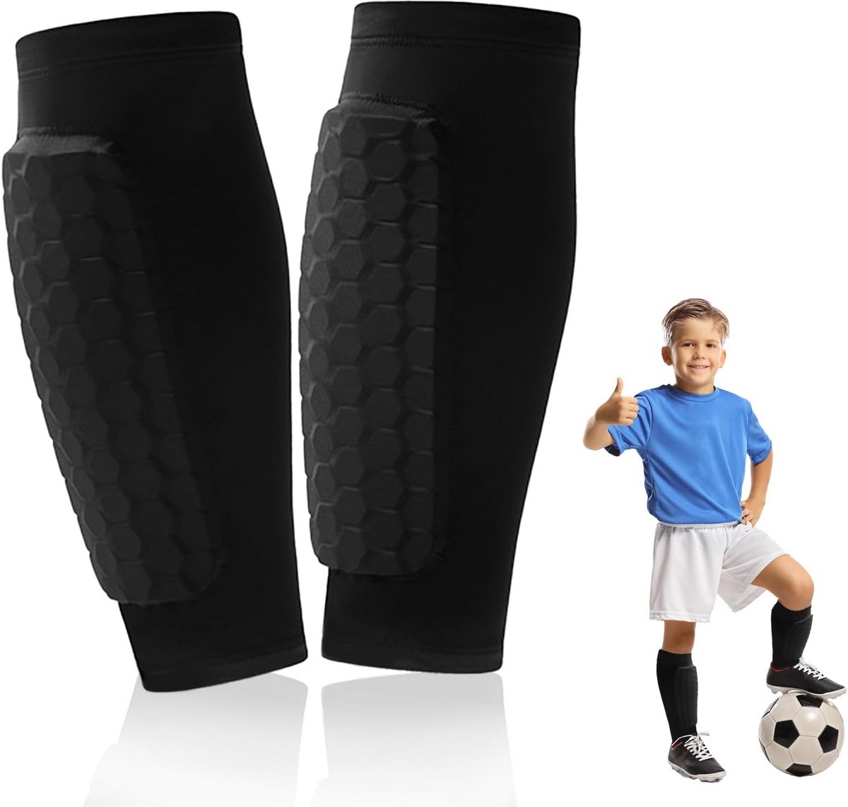 Scheenbeschermers Voetbal Kinderen en Tieners (XS) - Lichtgewicht Schokdempend