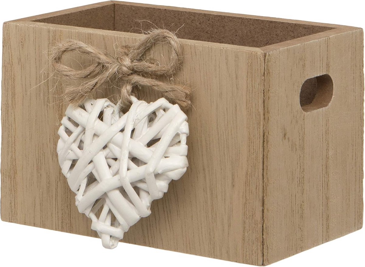 Houten Sieradendoos Hartvormig Geweven Decoratief Geschenkdoosje