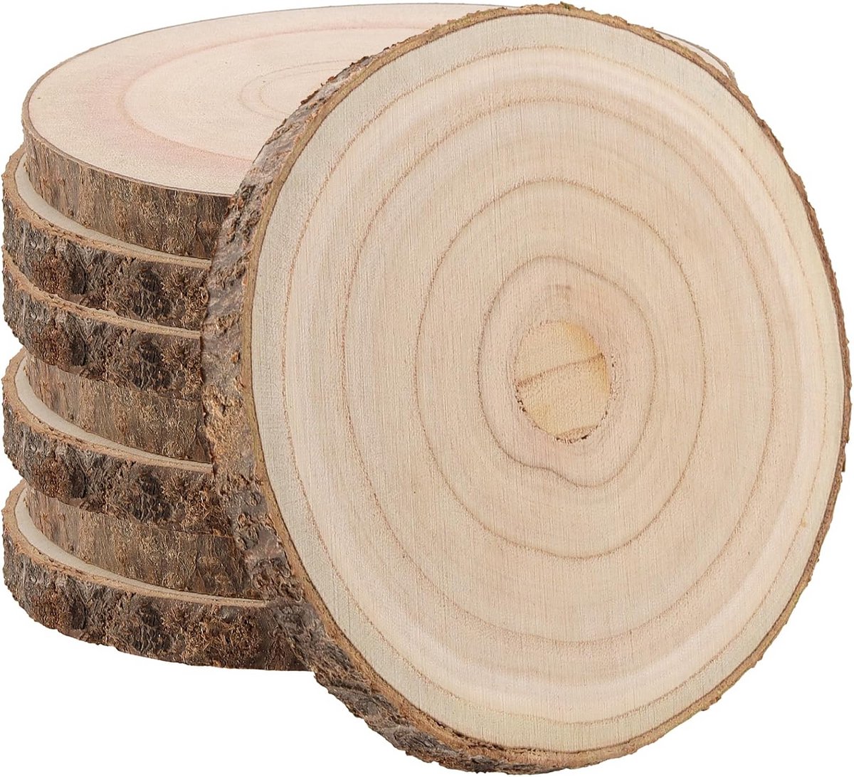 8x Houten Schijven 14-16 cm - Onbehandelde Houtringen voor Knutselen en Workshops