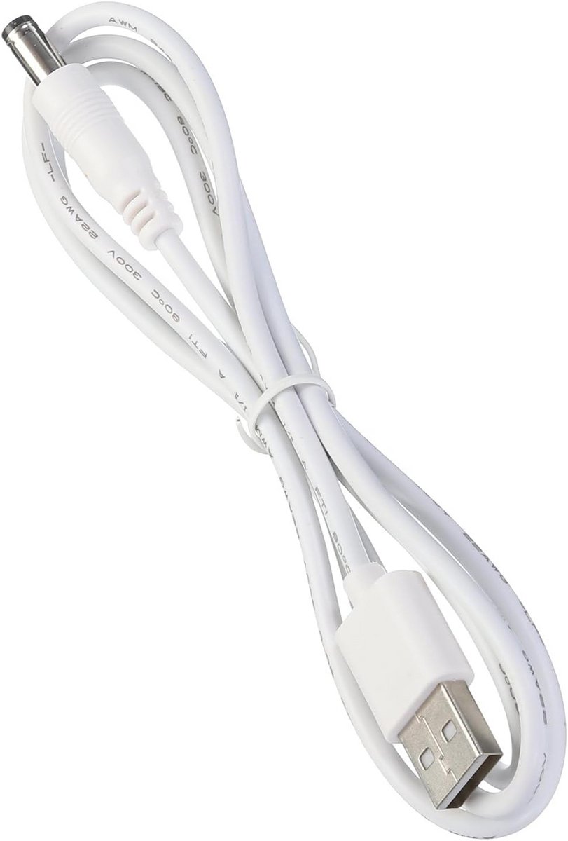 USB naar DC Voedingskabel 1M - 5V 3A, 5.5mm x 2.1mm Plug voor Mini Apparaten, Flexibele PVC Jasje