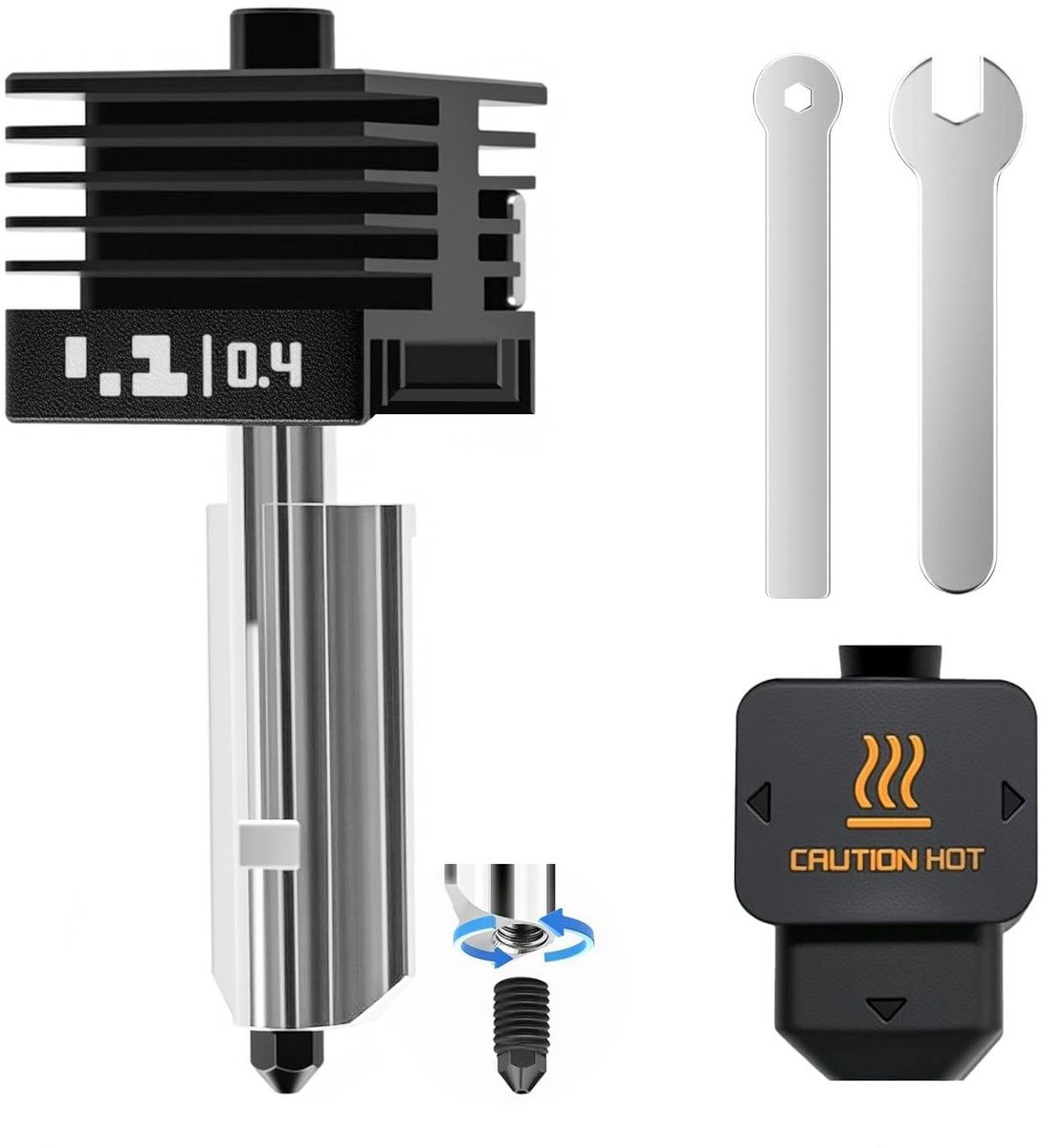 Gehard Stalen Hotend 0,4 mm met Silicconen Sok voor Hoge Temperatuur 3D-printers