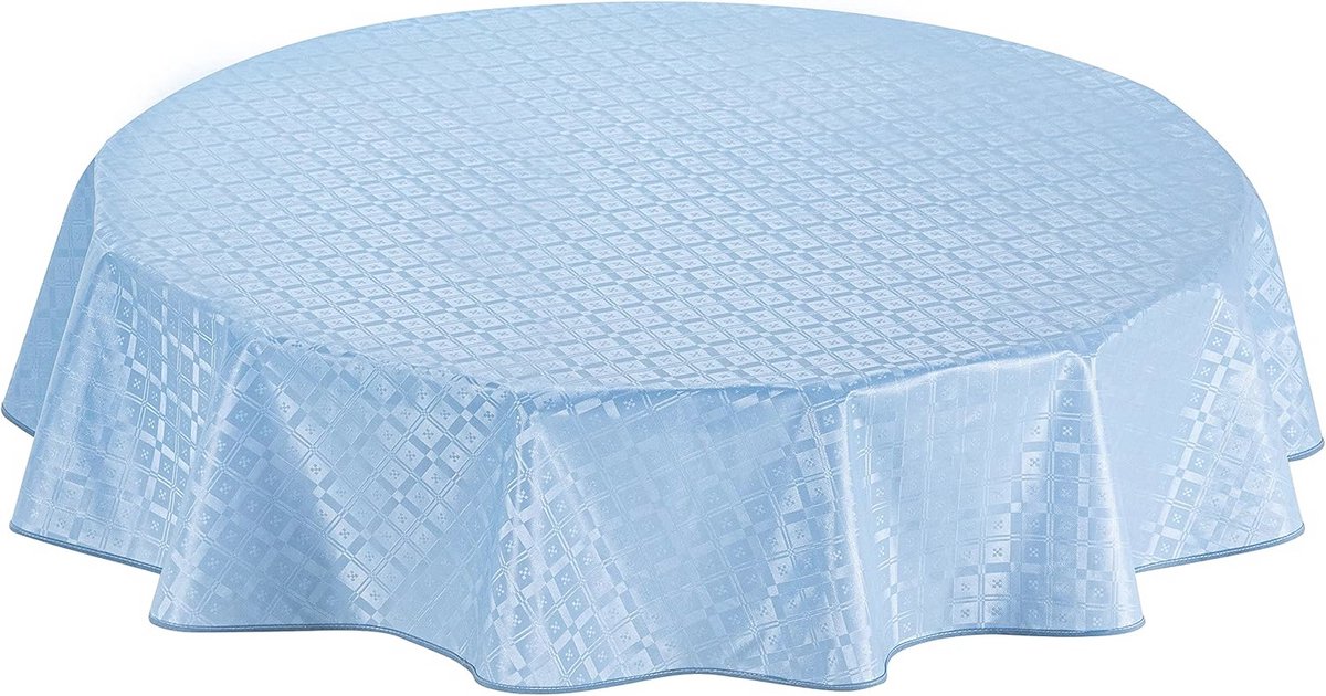 Rond PVC Tafelzeil 155cm - Afwasbaar en Beschermend in Blauw en Grijs