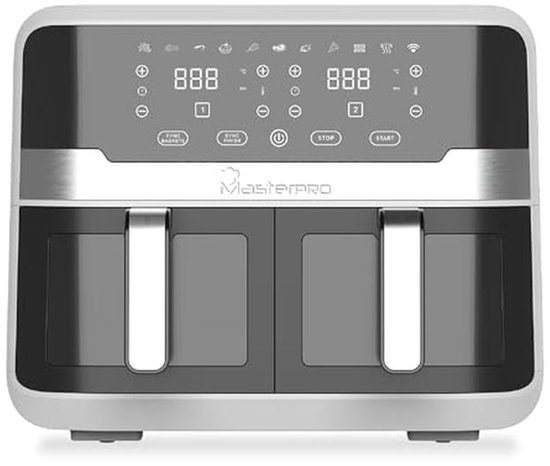 Digitale Dubbele Airfryer - 9 Liter - Tijd- en Temperatuurcontrole - Smartphone Bediening