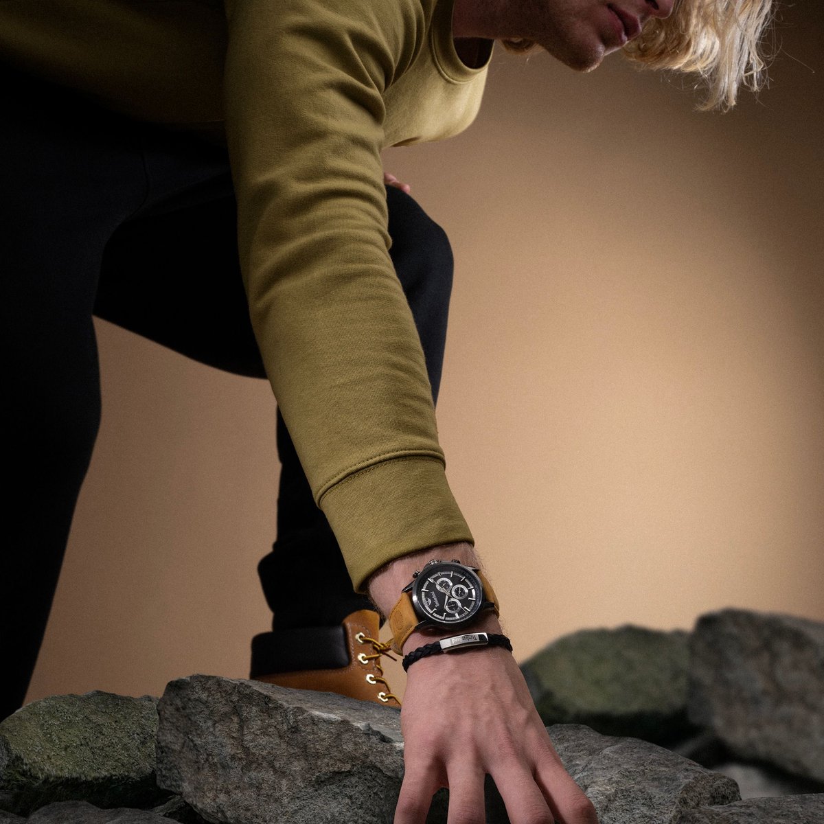 Dual time horloge Bernardston Black - Camel